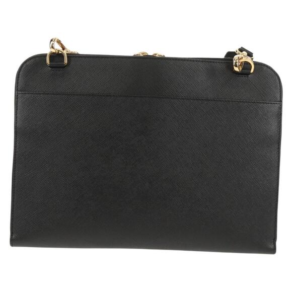 PRADA Shoulder Bag Safiano leather Black Gold Auth am10022V - Picture 2 of 16